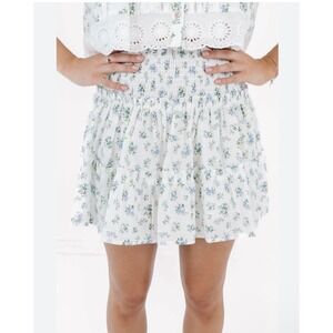 Jmarie Hugh's Floral Mini Skirt Skort Women's Size Medium Blue Ditsy Print NWT